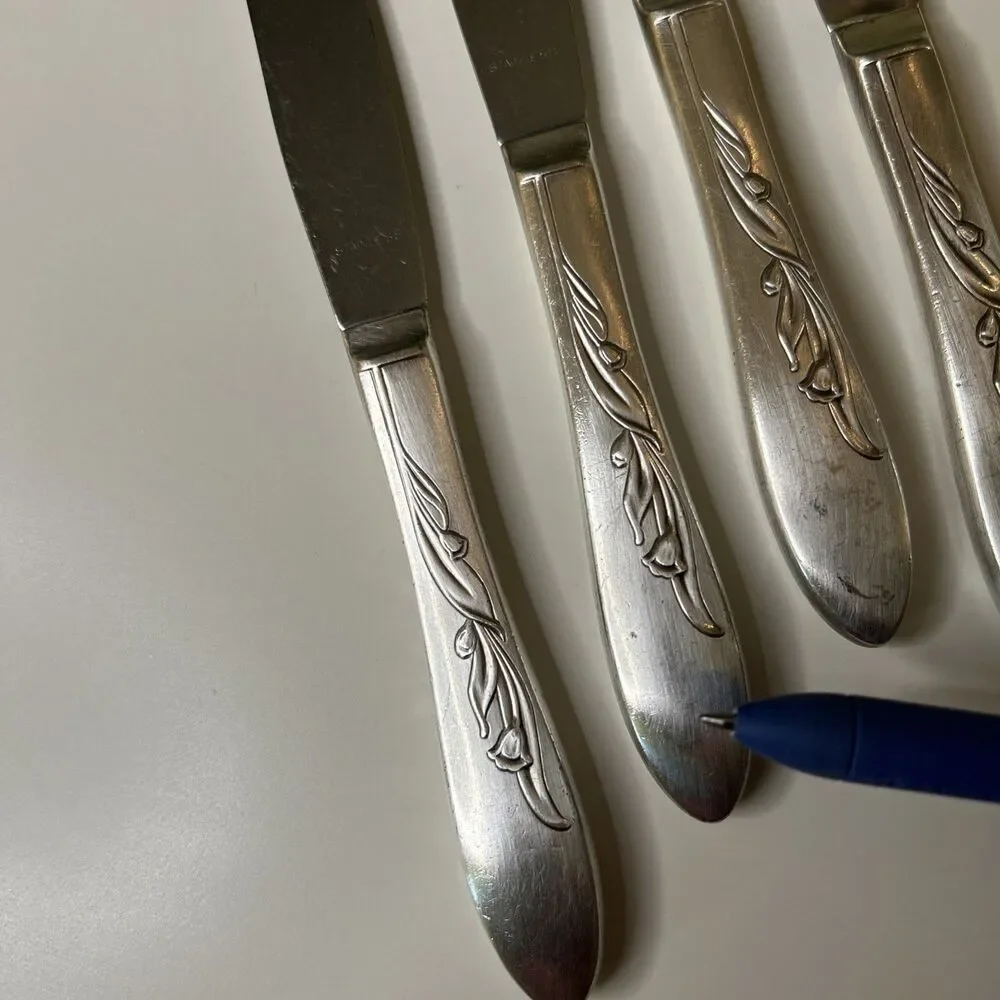 Vintage Stainless Steel Flatware Dinner Knife Knives Set Of 4 lightweight